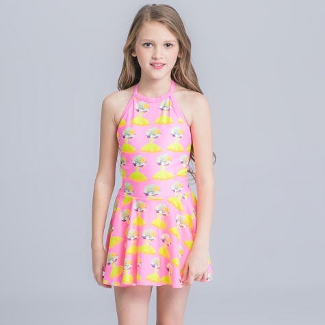 cute flower stripes one piece girl water play swimwear