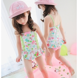 candy printing cute little girl one piece swimwear