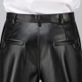 high quality PU faux leather fabric mid-age men's straight-leg pant