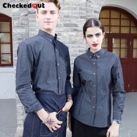 Europe fashion uniforms long sleeve wait staff dealer uniform shirt