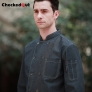 fashion denim fabric long sleeve chef blouse jacket uniform