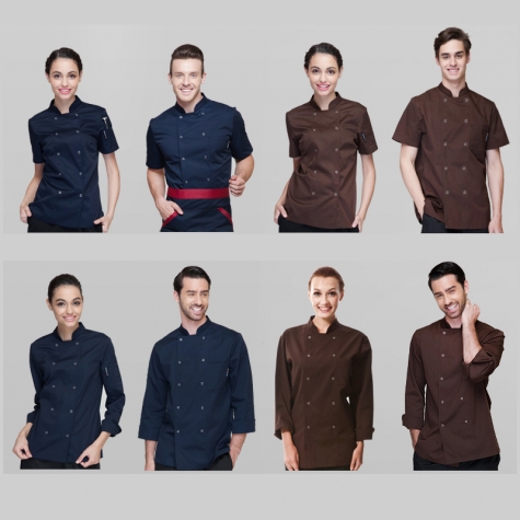 long sleeve solid color chef uniform both for women or men
