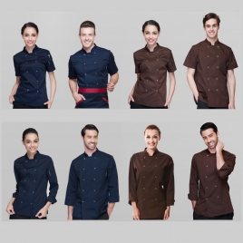 long sleeve solid color chef uniform both for women or men