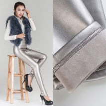 winter warm breathable fleece leather women pant legging