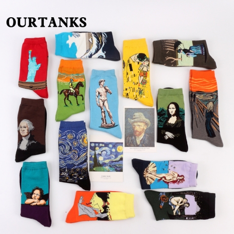 fashion famous painting art printing socks cotton socks men socks women socks