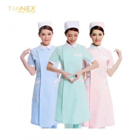 white collar short sleeve nurse hospital doctor coat