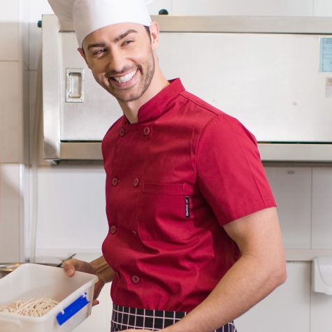 summer thin short sleeve double breasted chef jacket coat