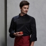 contrast hem overlap invisible button chef uniform coat
