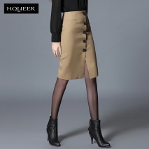 Europe design autumn winter front button  fashion skirt