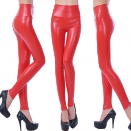 fashion high waist PU leather skinny  women's leggings pants