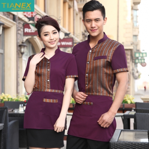 summer breathable short sleeve waiter shirt uniform