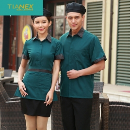 fashion small dot collar hem fast food restaurant uniform
