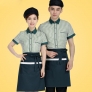 stripes restaurant food table service waiter uniforms shirt + apron
