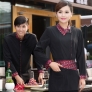2018 fashion light blue cafe pub clerk uniform waiter waitress shirt
