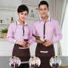 Chinese style short sleeve cafe bar waiter shirt + apron