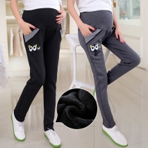 lovely kitty printing fleece maternity pregnant jeans belly pant