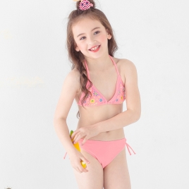 candy flower printing little girl teen  swimwear swimsuit