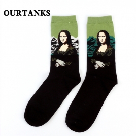 summer casual printing cotton man women socks