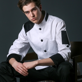 young patchwork fashion restaurant  chef jacket baker uniform