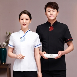 2022  Chinese tea house  waitress  waiter blouse uniform jacket cafe uniform