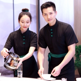 2022  Chinese tea house  waitress  waiter blouse uniform jacket hotel crew uniform women men
