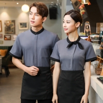 2022  new design bow waitress waiter tea house  taff uiform with spon