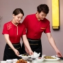 2022  new design bow waitress waiter tea house Chinese food restarant  staff uiform with spon