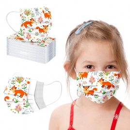 2022 fashion fox printing 3-layers  disposable mask  cheap children mask PPE mask