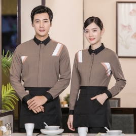 2022  long sleeve Asian style style cafe restaurant dessert store dark gray shirt workwear uniform