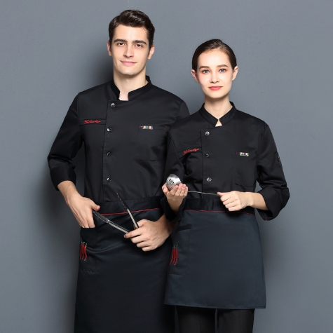 2022 Europe desing black button bread house restaurant chef work coat baker jacket uniform