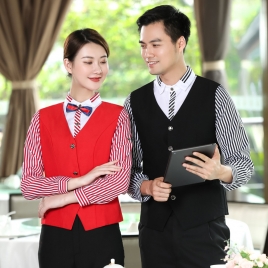 2022  long sleeve  tea house work jacket hotel pub staff  shirt  (faker vest)