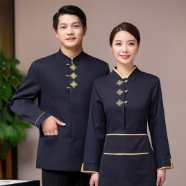 2022  Chinese style  tea house work jacket hotel pub staff  blouse jacket