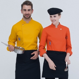 2022 long  sleeve  fashion orange color baker jacket  kitchen coat  chef jacket uniform