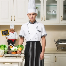 short sleeve twill cotton chef coat hotel uniform promotion