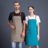 2022 English pocket long  halter apron super market vegetable store denim  pub apron