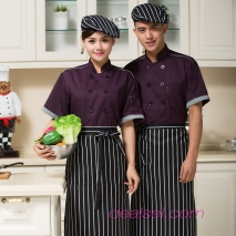 special purple color short sleeve chef coat