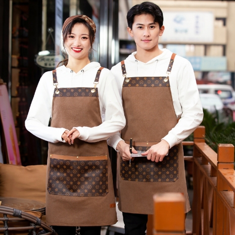 2022 Europe upgraded  printing halter apron cafe water proof apron