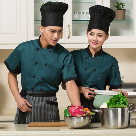 modern fashion blackish green chef coat