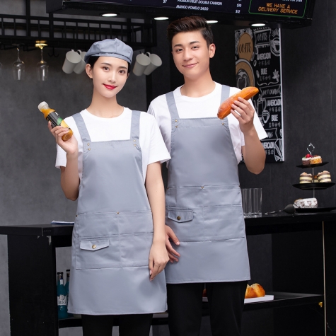2022 high quality light grey work apron chef halter apron  waiter  apron