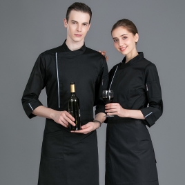 2022 zipper side opening chef jacket uniform workwear baker  chef blouse jacket