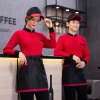 2022  high quality long sleeve pub  waiter waitress tshirt uniform factory supplier
