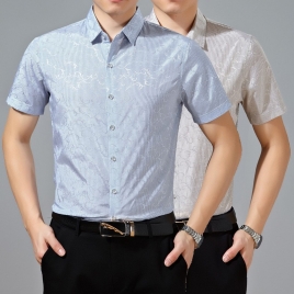 Summer high quality jacquard short sleeve shirt for men