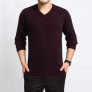mink cashmere v-neck solid color men sweater