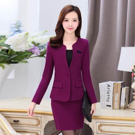 thicken wool V-collar women skirt suits
