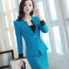 classic casual one button roll hem collarless office Lady OL women's blouse blazer skirts suits
