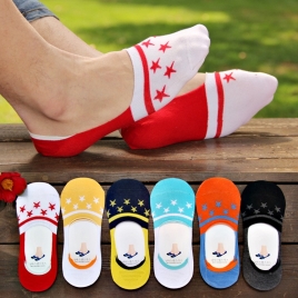 new anticreep five-pointed star print socks summer thin cotton invisible men's socks slippers