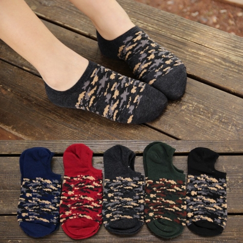 Korea camouflage knitted cotton women's slipper socks