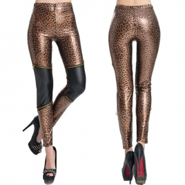 2014 sexy leopard zipper patchwork women's pant leggings