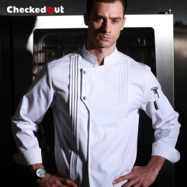 Italy design Pleated front restaurant chef coat jacket