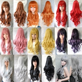 fashion Europe America colorful cosplay long curls Wig , wavy hair ,80cm